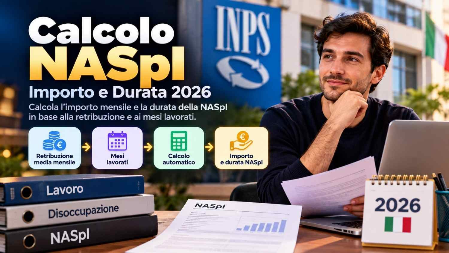 Calcolo NASpI 2026 per importo mensile e durata